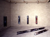 
<b>Test Tubes der IG Farben</b>, 1991<br>
Guttagliss, Aluminium, Glasfarben, Papier, Röntgenfotos<br>
<em>guttagliss, aluminium, glass colours, paper, x-rays</em><br>
Durchmesser/<em>diameter</em>: 30cm<br>
diverse Höhen/<em>various heights</em><br>
Ausstellungsansicht/<em>exhibition view</em><br>
Galerie Schmela Düsseldorf<br>
